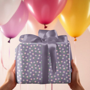 Purple Floral Birthday Wrapping Paper