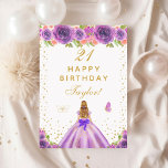 Purple Floral Blonde Hair Girl Happy Birthday Card<br><div class="desc">This elegant and glamourous birthday card can be personalised with a name or title such as daughter, granddaughter, niece, friend etc. The design features a beautiful princess with blonde hair and fair skin in a purple ball gown. The text combines handwritten script and modern sans serif fonts for a classy...</div>