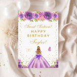 Purple Floral Blonde Hair Girl Sweet Sixteen Card<br><div class="desc">This elegant and glamourous sweet sixteen birthday card can be personalised with a name or title such as daughter, granddaughter, niece, friend etc. The design features a beautiful princess with blonde hair and fair skin in a purple ball gown. The text combines handwritten script and modern sans serif fonts for...</div>