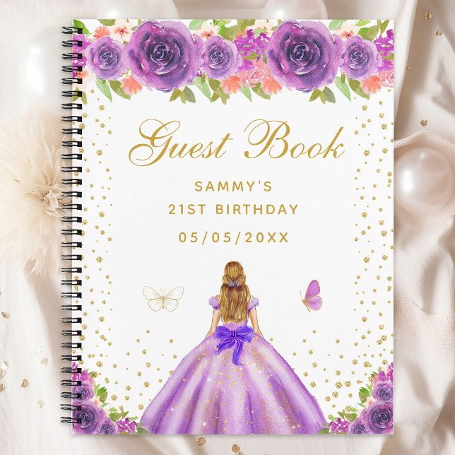 Purple Floral Blonde Hair Princess Guest Book (Creator Uploaded)