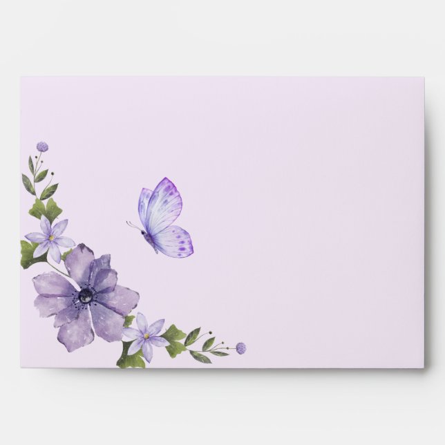 Purple floral bloom butterfly  envelope (Front)