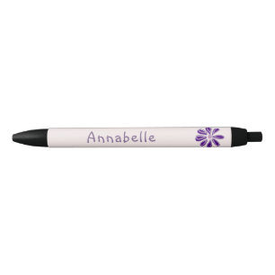 Purple Floral Bloom Doodle Your Name Black Ink Pen