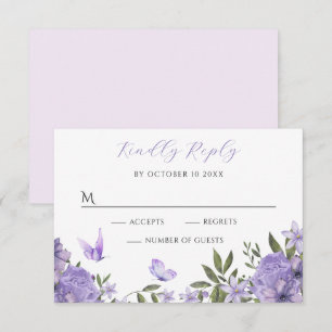 Purple floral bloom RSVP card