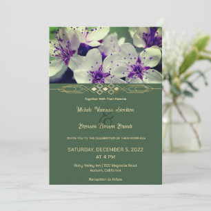 Purple Floral Blossom Wedding Invitation