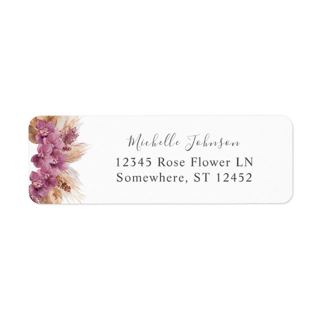 Purple Floral Boho Return Address Label (Front)