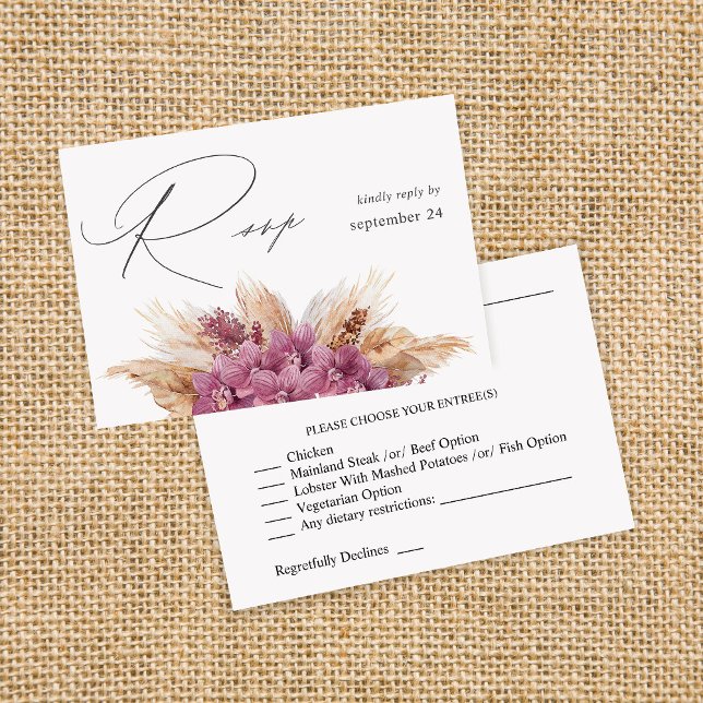 Purple Floral Boho w Meal RSVP (Creator Uploaded)
