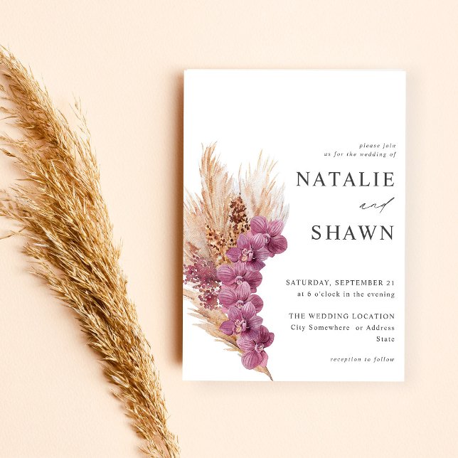 Purple Floral Boho Wedding Invitation (Creator Uploaded)