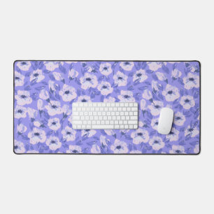 Purple floral botanical aesthetic desk mat