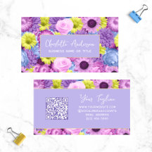 Purple Floral Botanical QR Code Modern Business