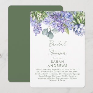 Purple Floral Botanical Rounded Bridal Shower  Invitation