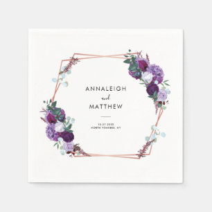 Purple Floral Botanical Wedding Paper Napkin