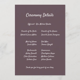 Purple Floral Botanical Wedding Programme