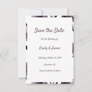 Purple Floral Botanical Wedding Save The Date