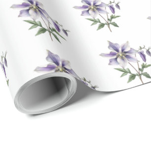 Purple Floral Botanical Wildflower  Wrapping Paper