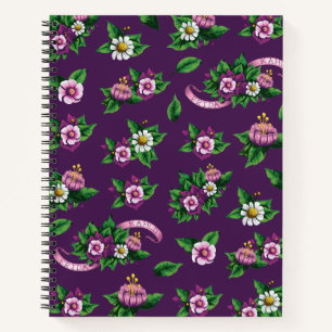 Purple Floral Bouquet Pattern Notebook