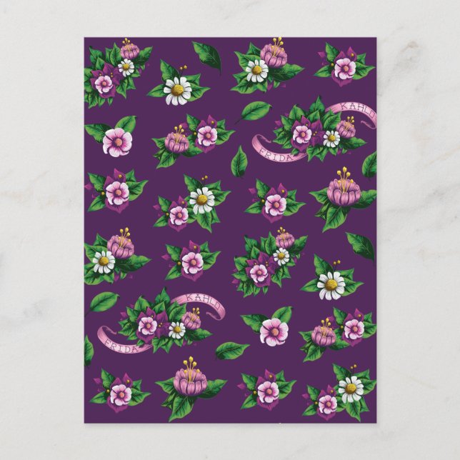 Purple Floral Bouquet Pattern Postcard (Front)
