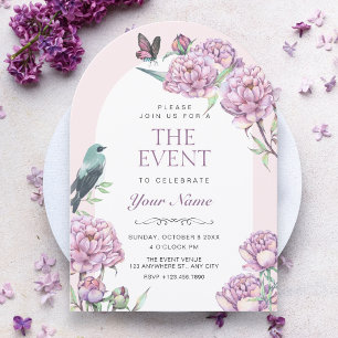 Purple floral branch invitation