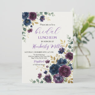 Purple Floral Bridal Luncheon Invitation