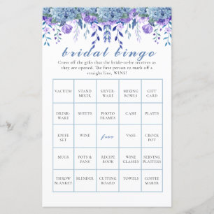 Purple Floral Bridal Shower Bingo
