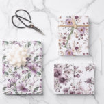 Purple Floral Bridal Shower Birthday Her Wedding Wrapping Paper Sheet<br><div class="desc">Pretty purple mauve watercolor florals wrapping paper sheets set of three coordinating papers  that would be good for birthdays,  bridal showers and weddings.</div>