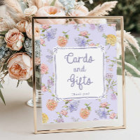 Purple Floral Bridal Shower Cards and Gifts
