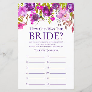 Purple Floral Bridal Shower Game