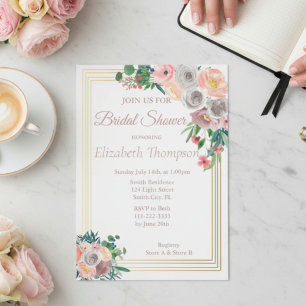 Purple Floral Bridal Shower Invitation