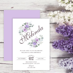 Purple floral bridal shower invitation