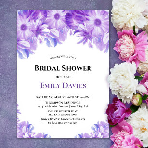Purple Floral Bridal Shower Invitation