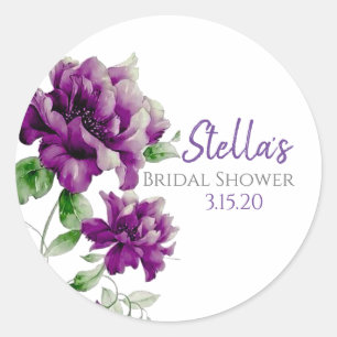Purple Floral bridal shower labels