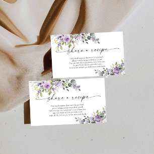 Purple Floral Bridal Shower Share A Recipe Enclosure Card