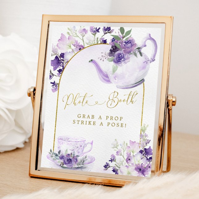 Purple Floral Bridal Shower Tea Photo Booth Sign (Creator Uploaded)
