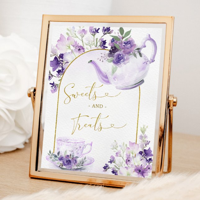 Purple Floral Bridal Shower Tea Sweets and Treats Poster (Creator Uploaded)