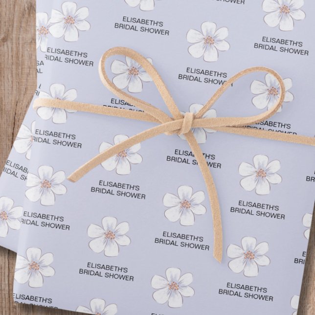 Purple Floral Bridal Shower Wrapping Paper Sheet (Creator Uploaded)