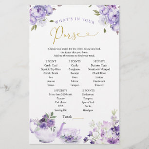 Purple Floral Bridal Tea What's in Your Purse Game