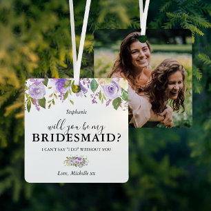 Purple Floral Bridesmaid Proposal Metal Tree Decoration
