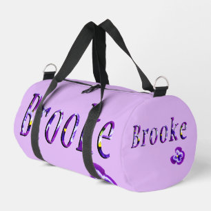 Purple Floral Brooke Name, Duffle Bag