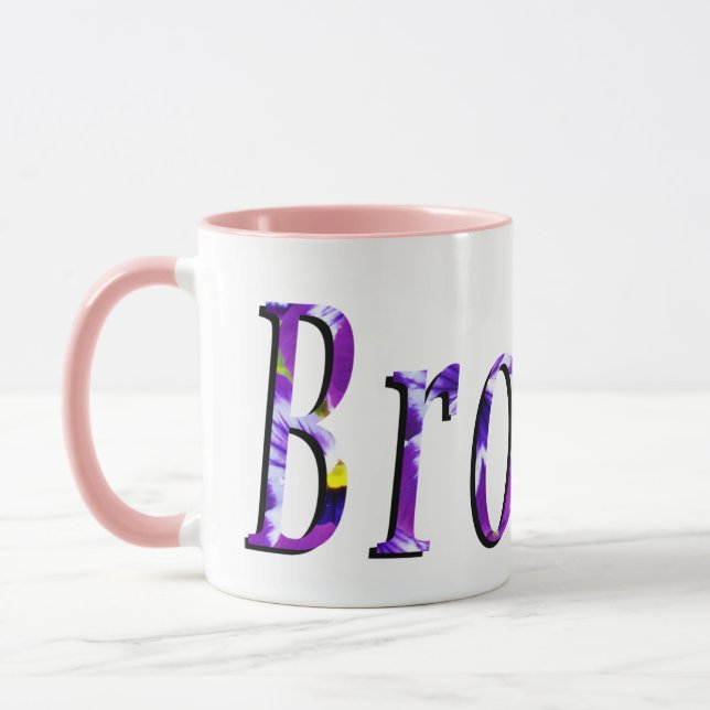 Purple Floral Brooke Name Logo, Mug (Left)