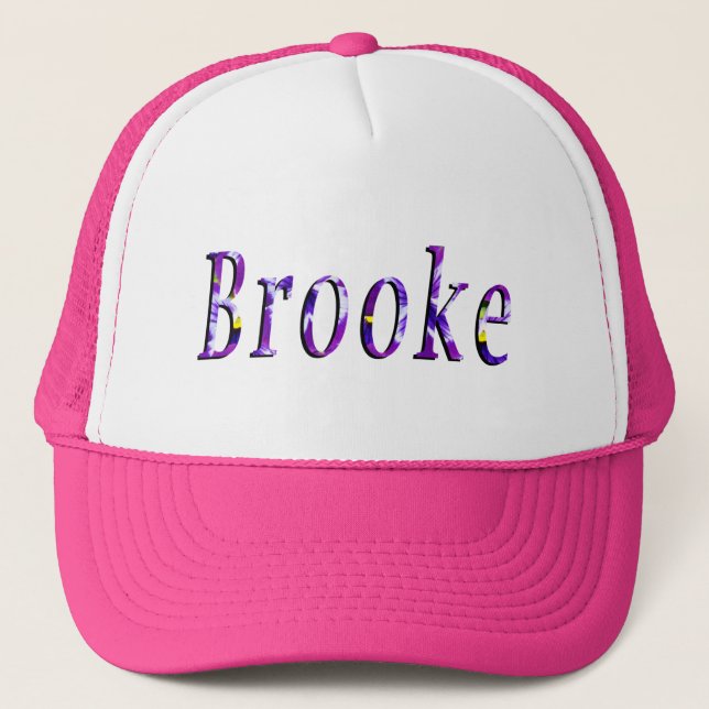 Purple Floral Brooke Name Logo, Trucker Hat (Front)