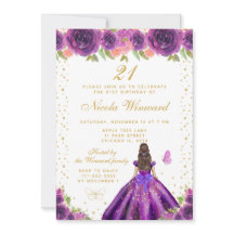 Purple Floral Brunette Princess Birthday Party