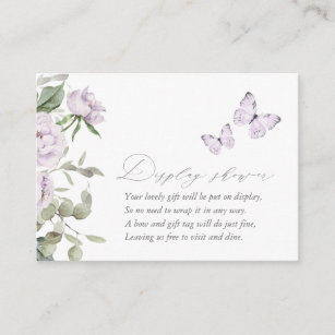 Purple Floral Butterfly Baby Shower Display Shower Enclosure Card
