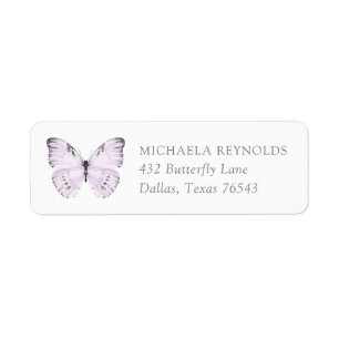 Purple Floral Butterfly Baby Shower Return Address