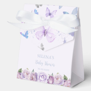 Purple Floral Butterfly Baby Shower Thank You  Favour Box