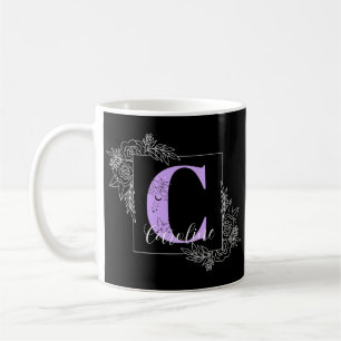 Purple Floral Butterfly Custom Monogram - Letter C Coffee Mug