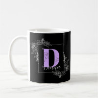Purple Floral Butterfly Custom Monogram - Letter D
