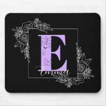 Purple Floral Butterfly Custom Monogram - Letter E