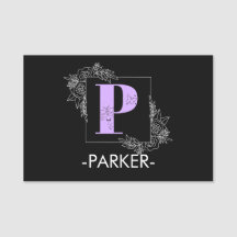 Purple Floral Butterfly Custom Monogram - Letter P