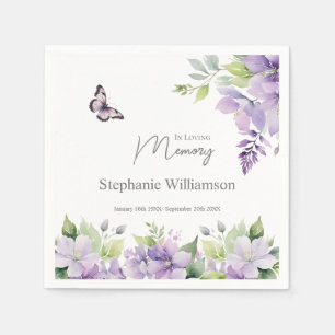 Purple Floral Butterfly In loving Memory  Napkin