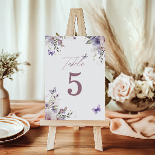 Purple Floral   Butterfly Table Number