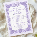 Purple Floral Card Shower by Mail 50th Birthday<br><div class="desc">This personalized birthday card shower invitation is perfect for hosting a shower by mail to celebrate a 50th birthday or any milestone birthday, inviting friends and family to send heartfelt cards to someone special. The hand drawn design features a retro inspired Talavera style, lavender floral border frame with a butterfly...</div>